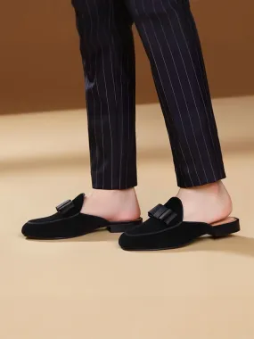 Arizona Rivets Studded Slide Sandal Summer new British style slip-on trendy men's slippers party banquet style handmade bow velvet mule shoes for men