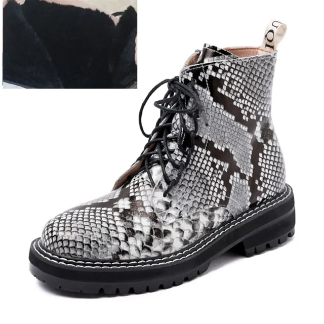 AIYUQI Boots Female women shoes Ankle 2020 New Autumn British Wind Genuine Leather Thick With Short Boots Motorcycle Boots Breeze Hiking Boots