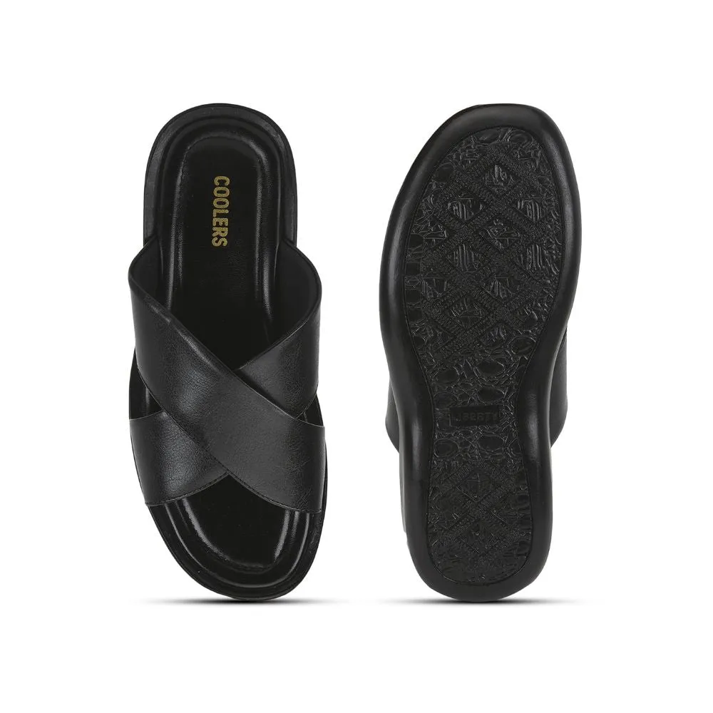 Macy's House Slippers Coolers Casual Slippers For Men (Black) CROSS-1E By Liberty