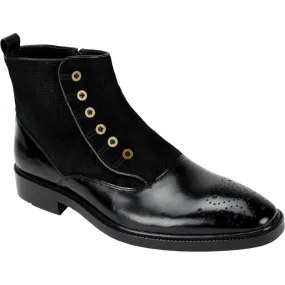 Giovanni black men's slip on boot dress casual design leather and suede Snake Proof Work Boots