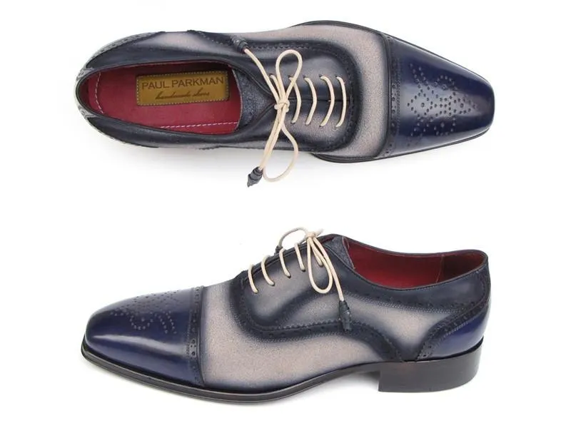 Paul Parkman Captoe Oxfords Navy Beige - 024-BLS Formal Dressing Shoes