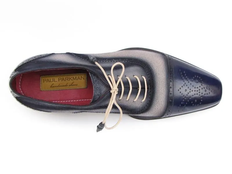 Paul Parkman Captoe Oxfords Navy Beige - 024-BLS Shoes That Go With Dress
