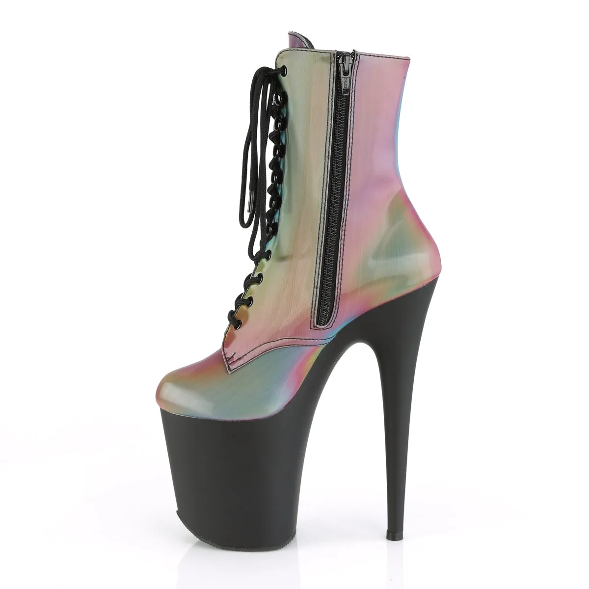 FLAMINGO-1020REFL Pleaser Rainbow Reflective/Black Matte Sexy Platform Shoes (Pole Dancing Heels) Asics Foam Shoes