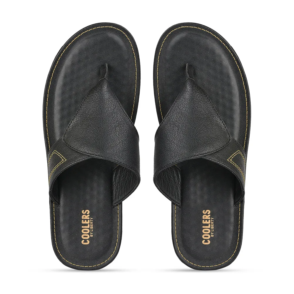 Coolers Casual Black Slippers For Men AVN-15 By Liberty Egg Slippers