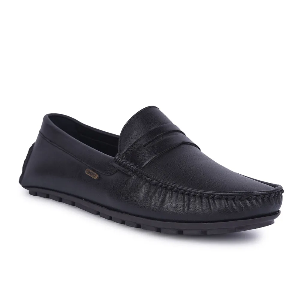 Fortune Non-Lacing Black Casual Loafers For Men AVL-12 By Liberty Custom Loafers