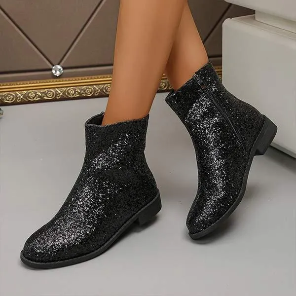 Women's Sequin Block-Heel Side-Zip Martin Boots 96538787C Adidas Wings Shoes