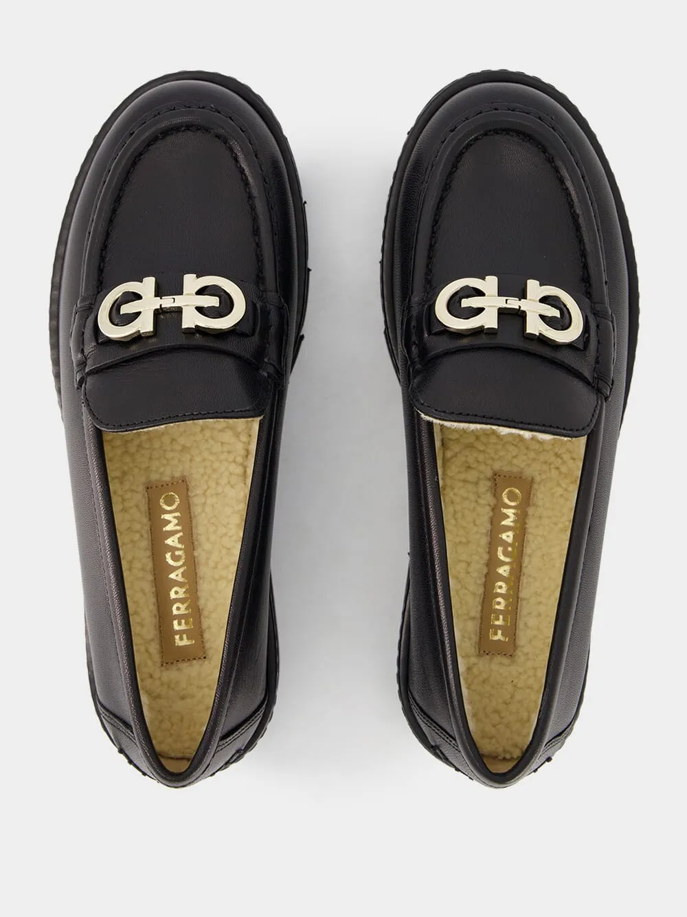 Loafers With A Suit Moccasin with Gancini Ornament and Wool Lining