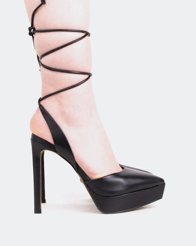 Three Strap High Heels Priv Black Leather