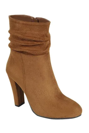 Adidas Barefoot Shoe Ladies fashion gathered detail ankle boot, closed almond toe, block heel with zipper closure