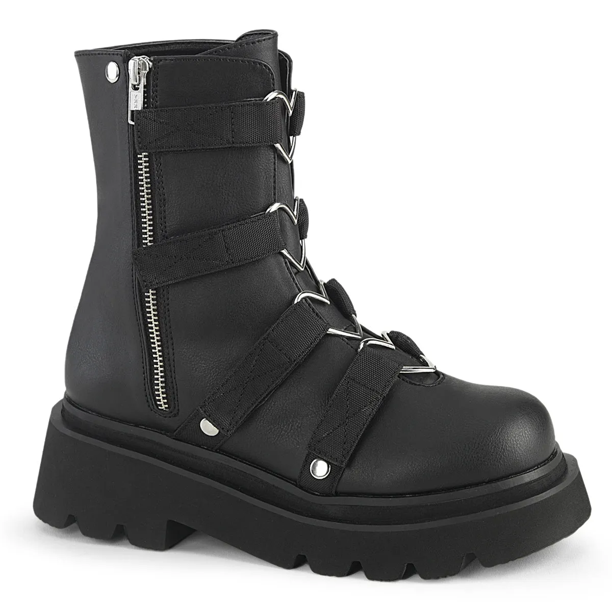 2 Inch Platform RENEGADE-50 Black Pu Work Boots Low