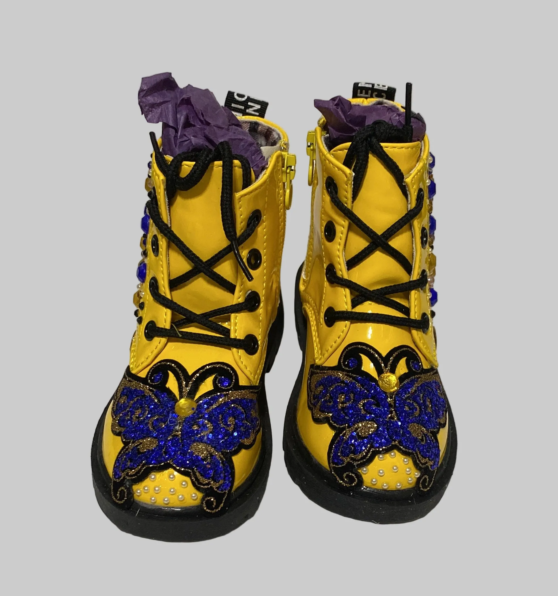 New Adidas Skate Shoes BUTTERFLY BLUE CUSTOM ONE OF A KIND YELLOW BOOTS