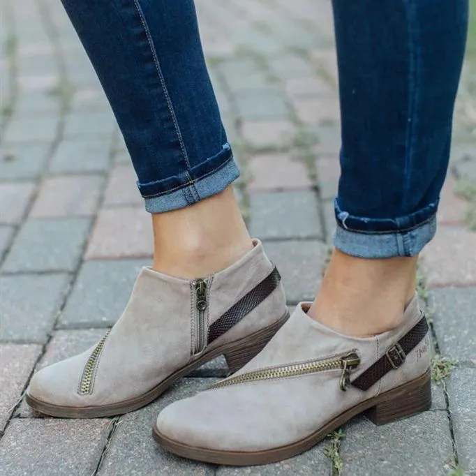 Women chelsea boots square heel belt martin boots Best Warm Weather Work Boots