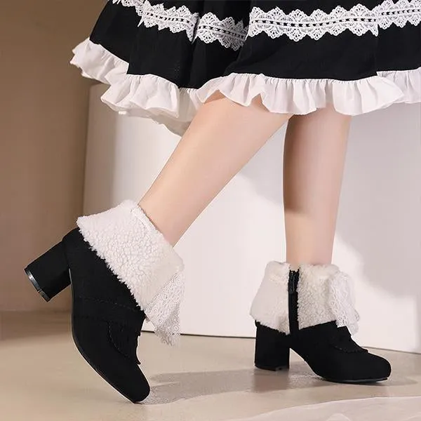 Adidas Soccer Shoes F50 Women's Retro Lace Bow Cotton Lined Block Heel Boots 86052047S