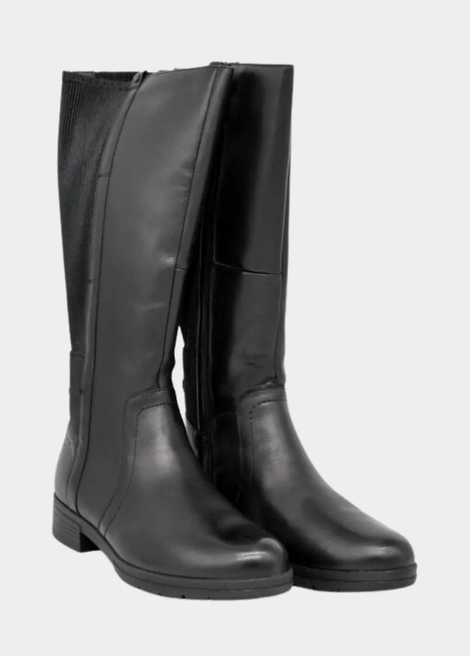 Flat Shoes For Walking Tamaris Versatile Black Leather Knee High Boots