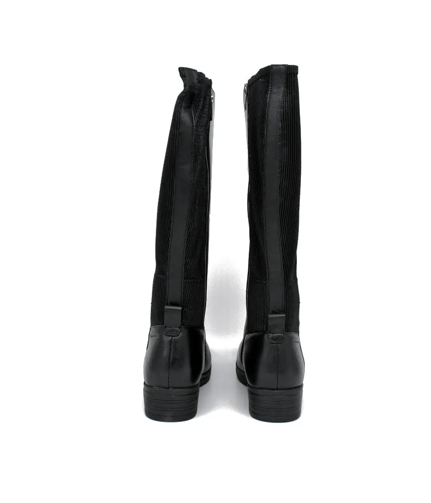 Tamaris Versatile Black Leather Knee High Boots Best Running Shoes For Weak Ankles And Flat Feet