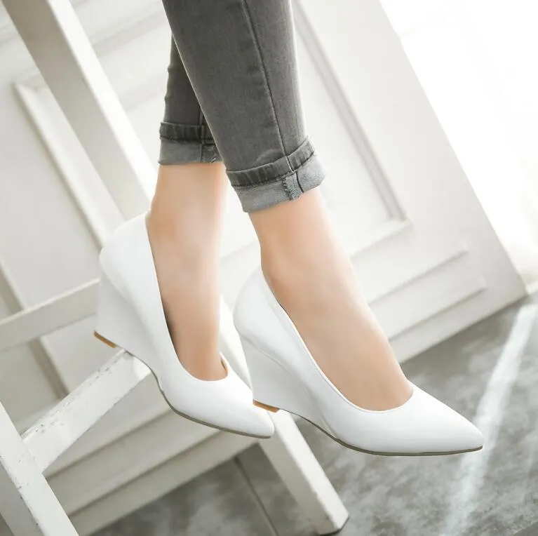 Salvatore Ferragamo Sport Loafers Purpdrank - Autumn Women Genuine Shoes Height Wedges Shoes Woman Casual Slip-On Loafers White Beige White Red Black