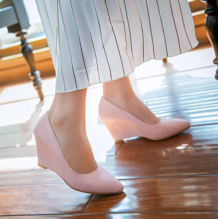 Chunky Loafers With Heels Purpdrank - Autumn Women Genuine Shoes Height Wedges Shoes Woman Casual Slip-On Loafers White Beige White Red Black