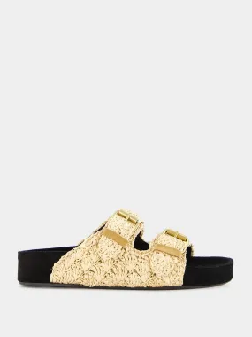 Cheap Flats Shoes Under 10 Raffia Buckle-Strap Sandals