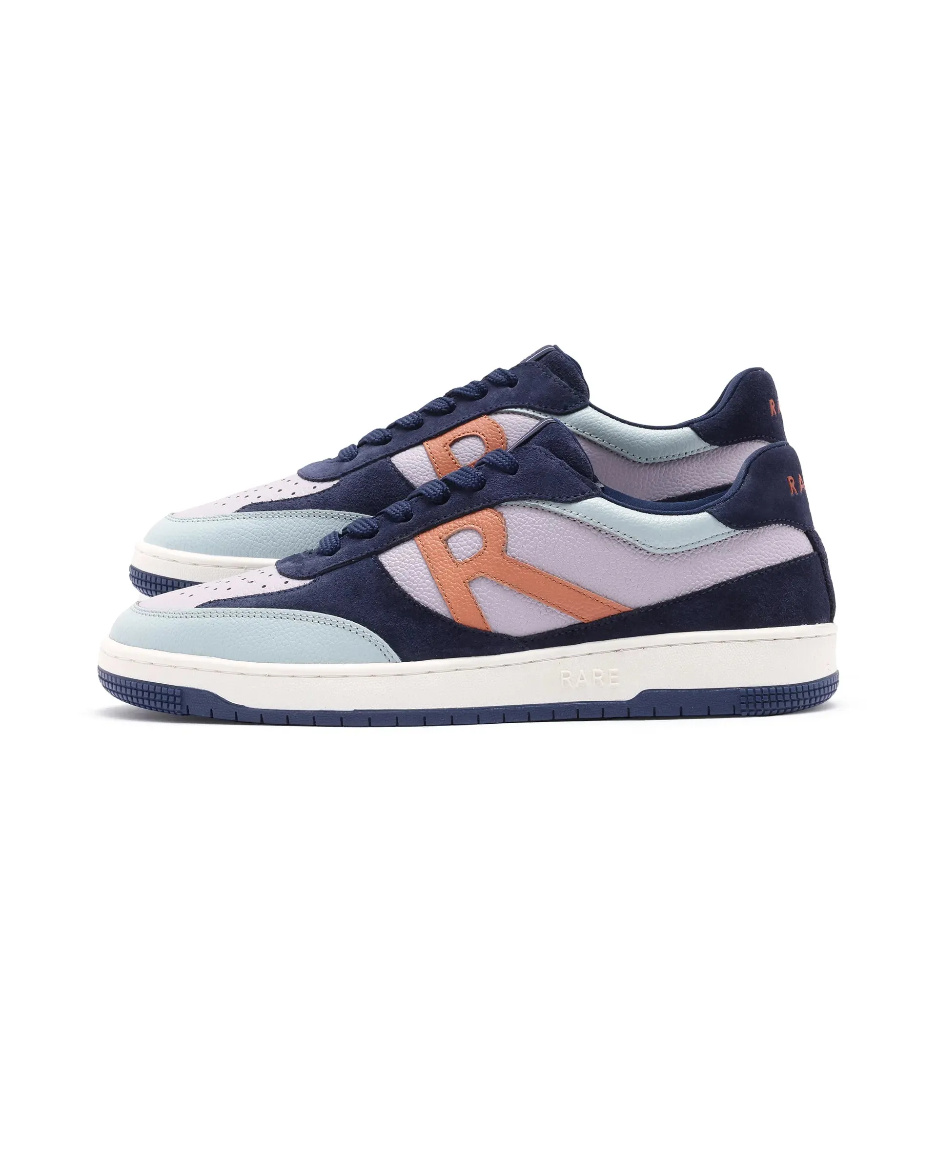 Asics Gel Rocket 8 Volleyball Shoe Rare Rabbit Men's Parallax Purple / Navy Genuine Suede Colorblock Low-Top Lace-Up Sneaker Shoes