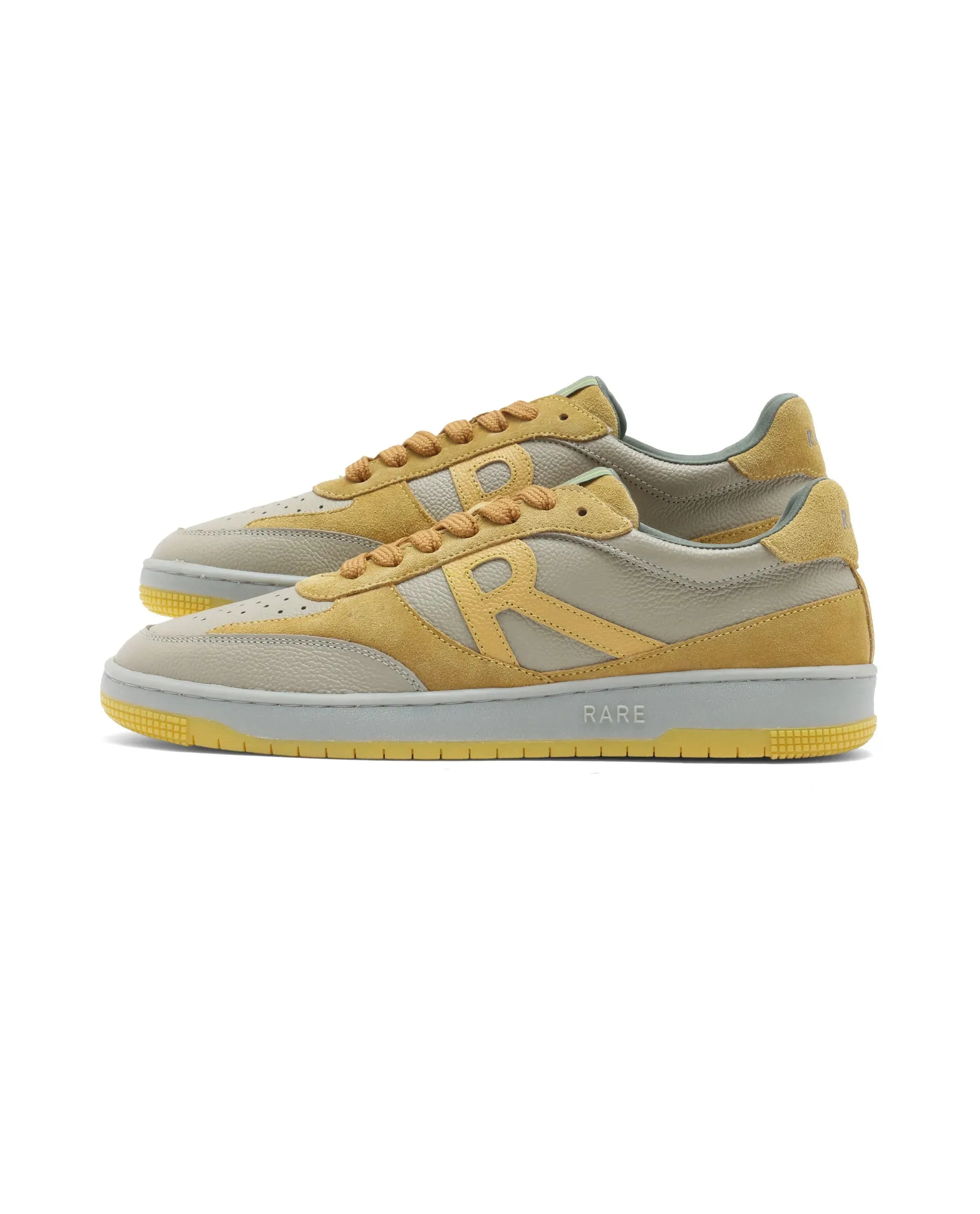 Rare Rabbit Men's Parallax Sage/Yellow Genuine Suede Colorblock Low-Top Lace-Up Sneaker Shoes Asics Xc Shoes