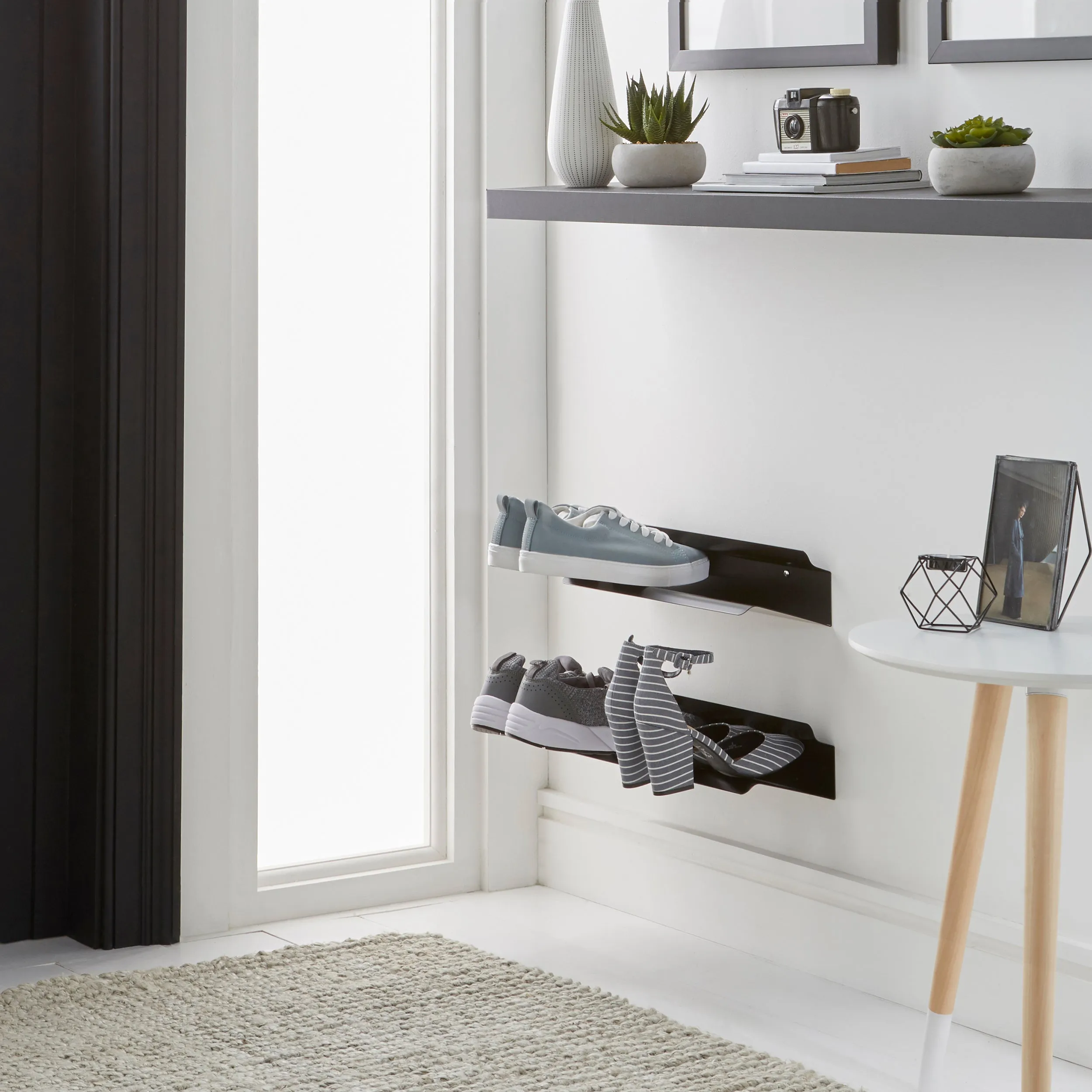 J-ME - Horizontal Floating Shoe Rack 400mm - Black Asics Dance Shoes