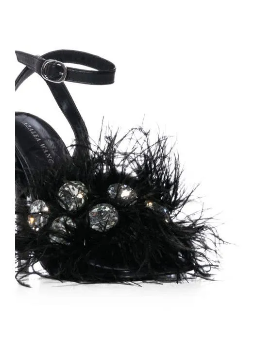 Dress Five Finger Shoes Feather & Crystal Stiletto Sandal