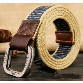 MEDYLA Striped Knitted Belt For Men, Leather D-ring Eh Rated Steel Toe Work Boots