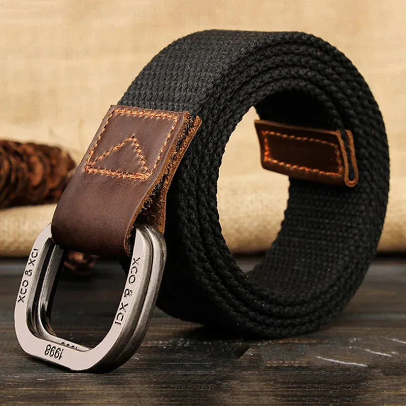 MEDYLA Striped Knitted Belt For Men, Leather D-ring Best Work Boots For Concrete Surfaces