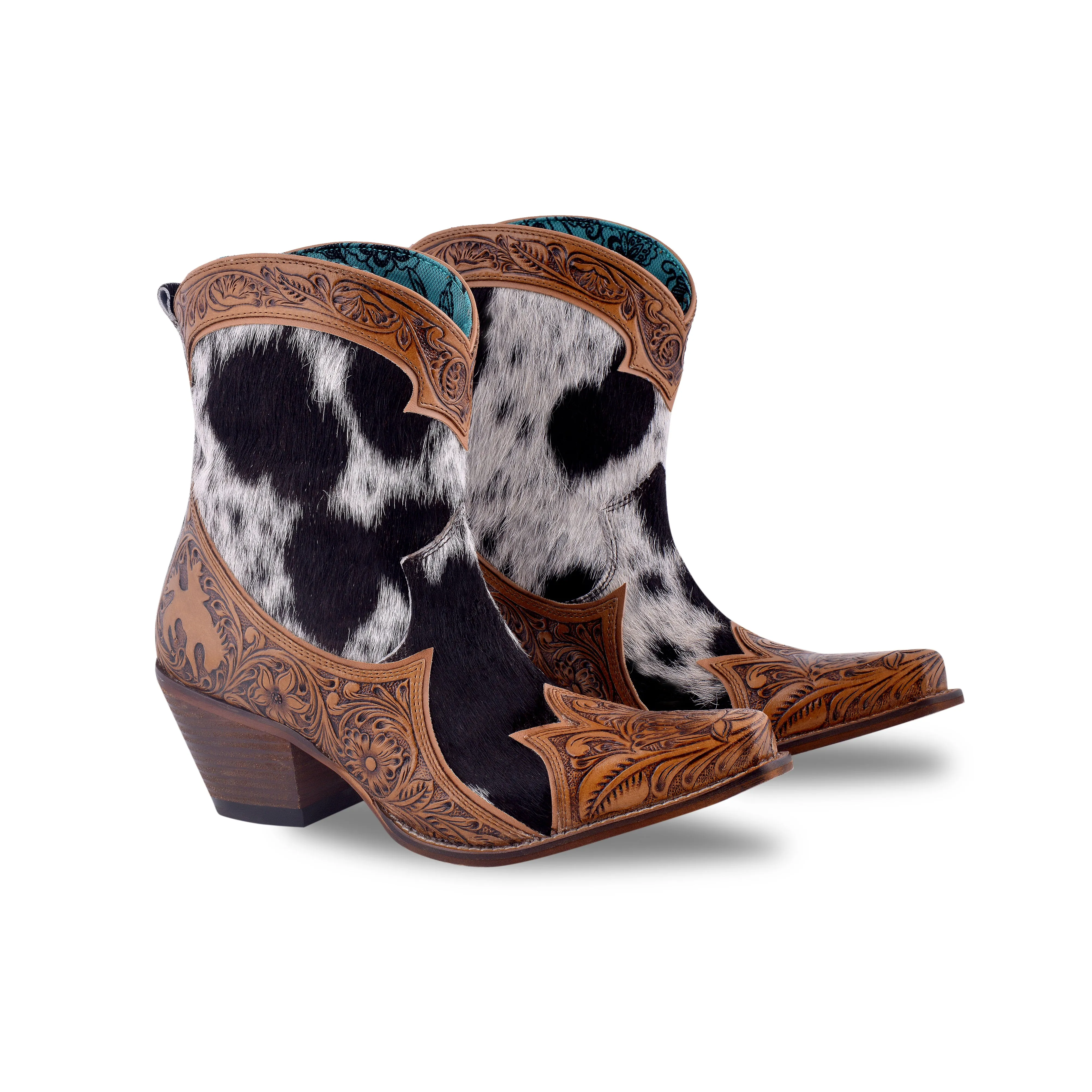 Goulash Boots Sandy Mae Hair-on Hide & Hand-tooled Leather Boots