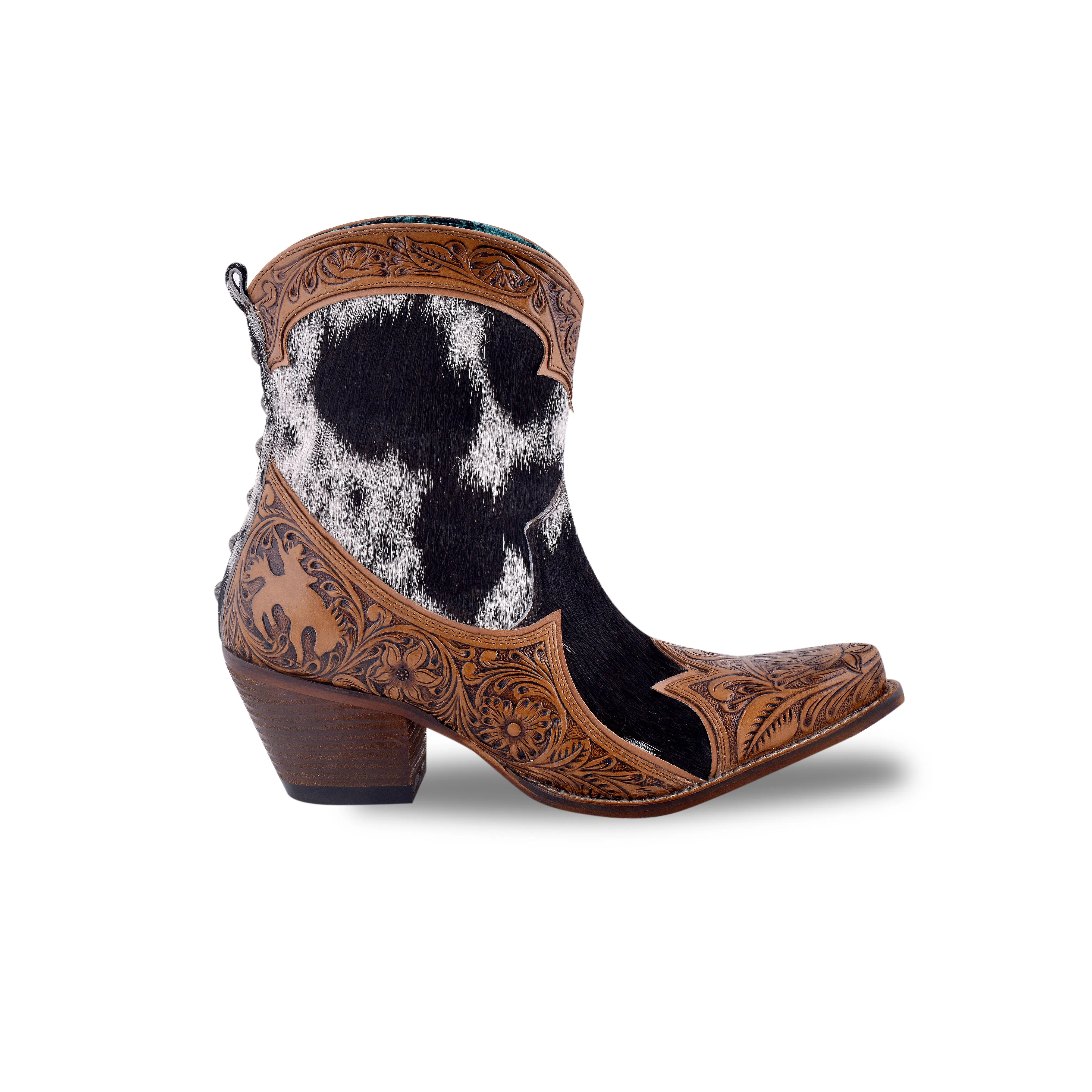 Sandy Mae Hair-on Hide & Hand-tooled Leather Boots Custom Cowgirl Boots