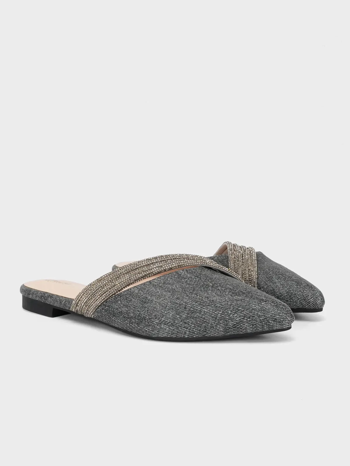 Suede Shearling Slippers Women "MACARIA" Pointed Slide-in Slippers
