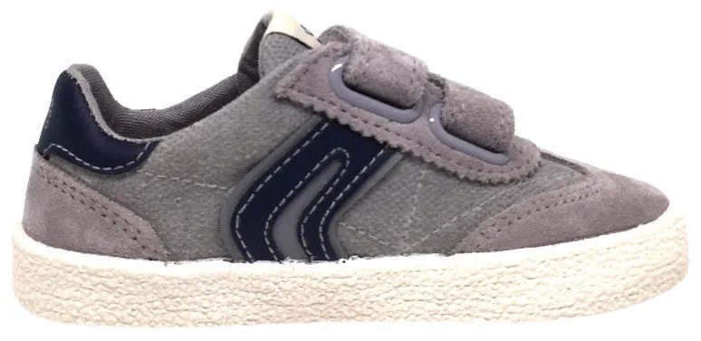 Geox Respira Boy's Suede and Canvas Double Hook and Loop Skater Sneaker Shoes, Grey/Navy Asics Shoes Locations