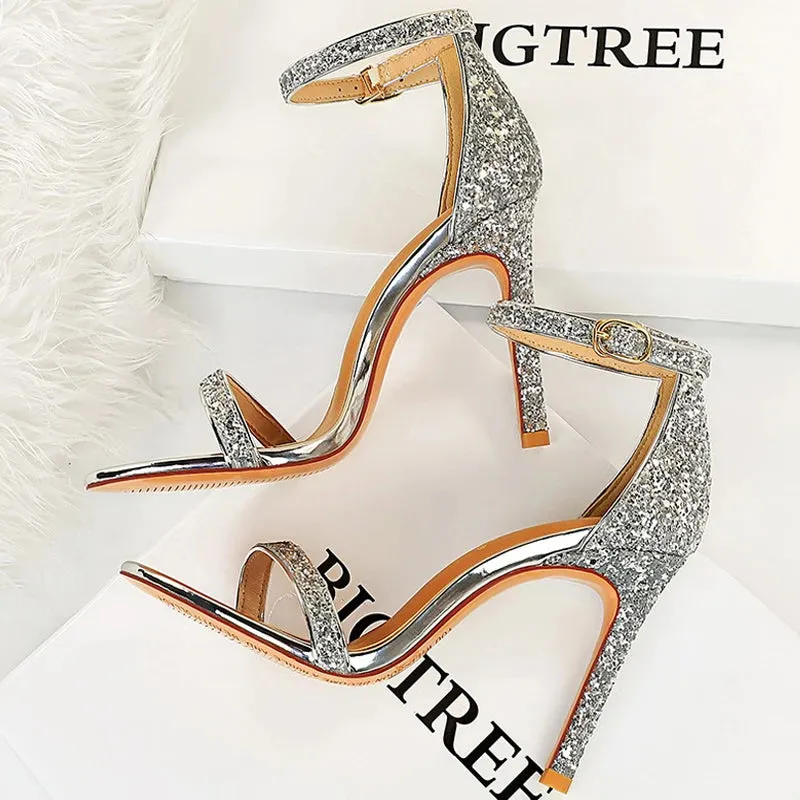 Shoes Sexy High Heels Women Pumps Sparkle Sequins Stiletto Heels 10 Cm Party Shoes High Boots Low Heel