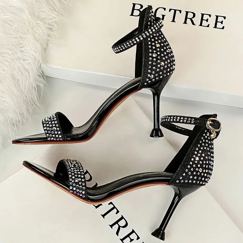 Shoes Sexy High Heels Women Pumps Sparkle Sequins Stiletto Heels 10 Cm Party Shoes Jean Thigh High Heels