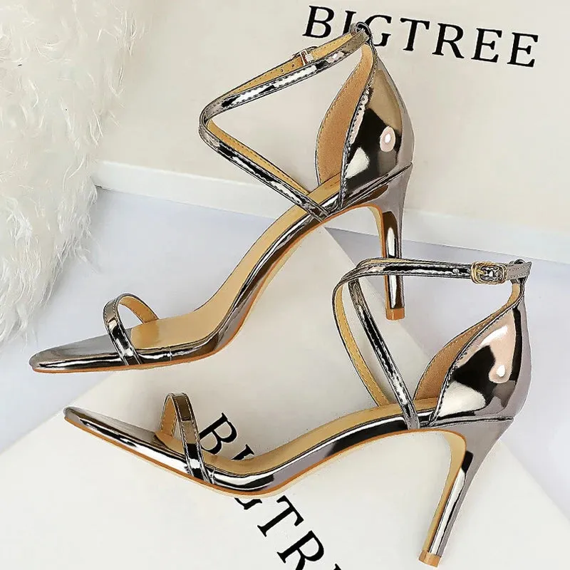 Ballet Style High Heels Shoes Sexy High Heels Women Pumps Sparkle Sequins Stiletto Heels 10 Cm Party Shoes