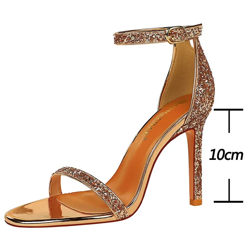 Shoes Sexy High Heels Women Pumps Sparkle Sequins Stiletto Heels 10 Cm Party Shoes High Heels Vs Stilettos