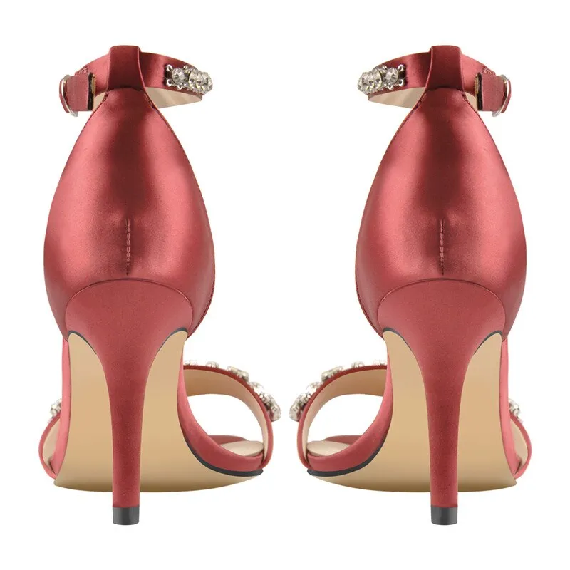 Silk Rhinestone Embellished High Heel Ankle Strap Sandals Foot Drop Brace For Sandals