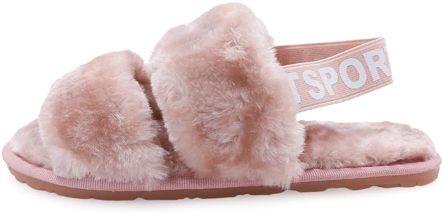 Women's House Fuzzy Sandals Slipper(Light Pink) Cloud Slippers