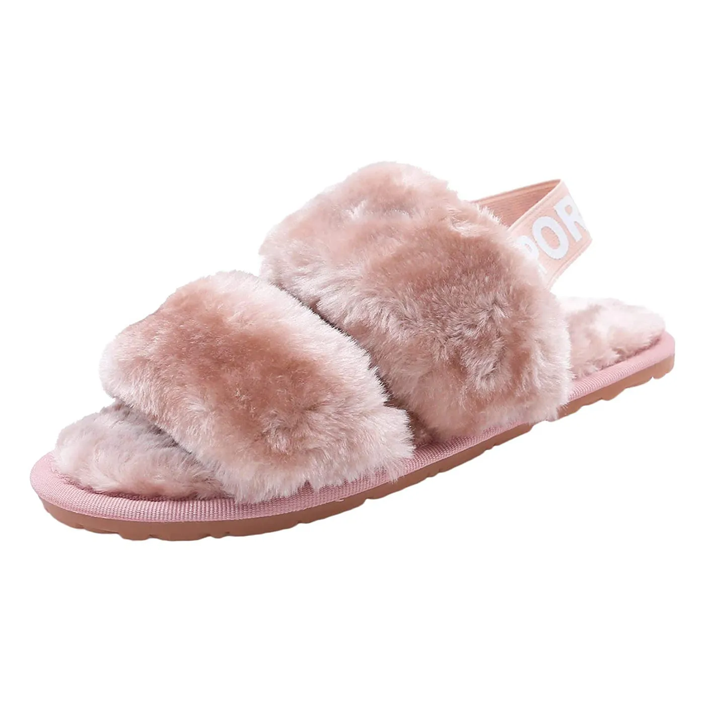 Women's House Fuzzy Sandals Slipper(Light Pink) Childrens Slides Shoes