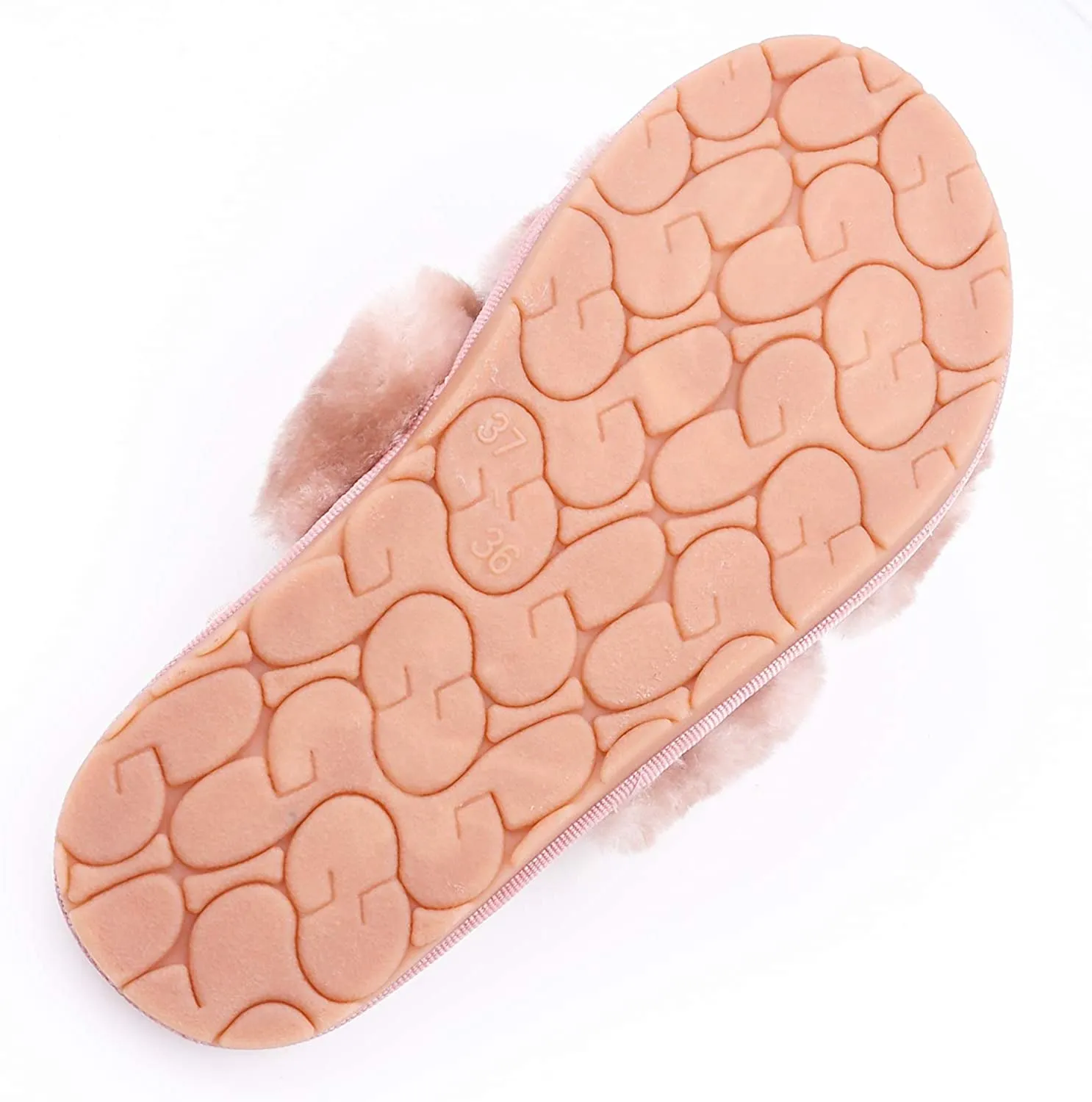 Women's House Fuzzy Sandals Slipper(Light Pink) Step Slides