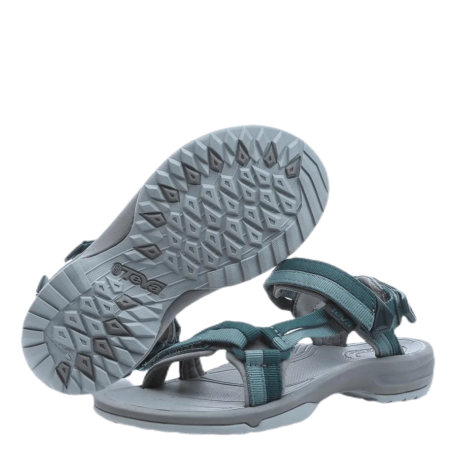 Terra Fi Lite Blue/Grey Raffia Platform Slides