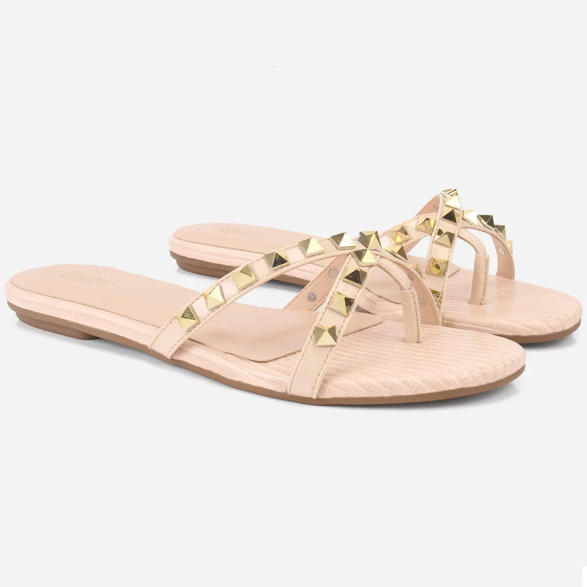 Lace Up Ballet Slippers Womens "SKYLER" Stud Adorned Thong Summer Slippers