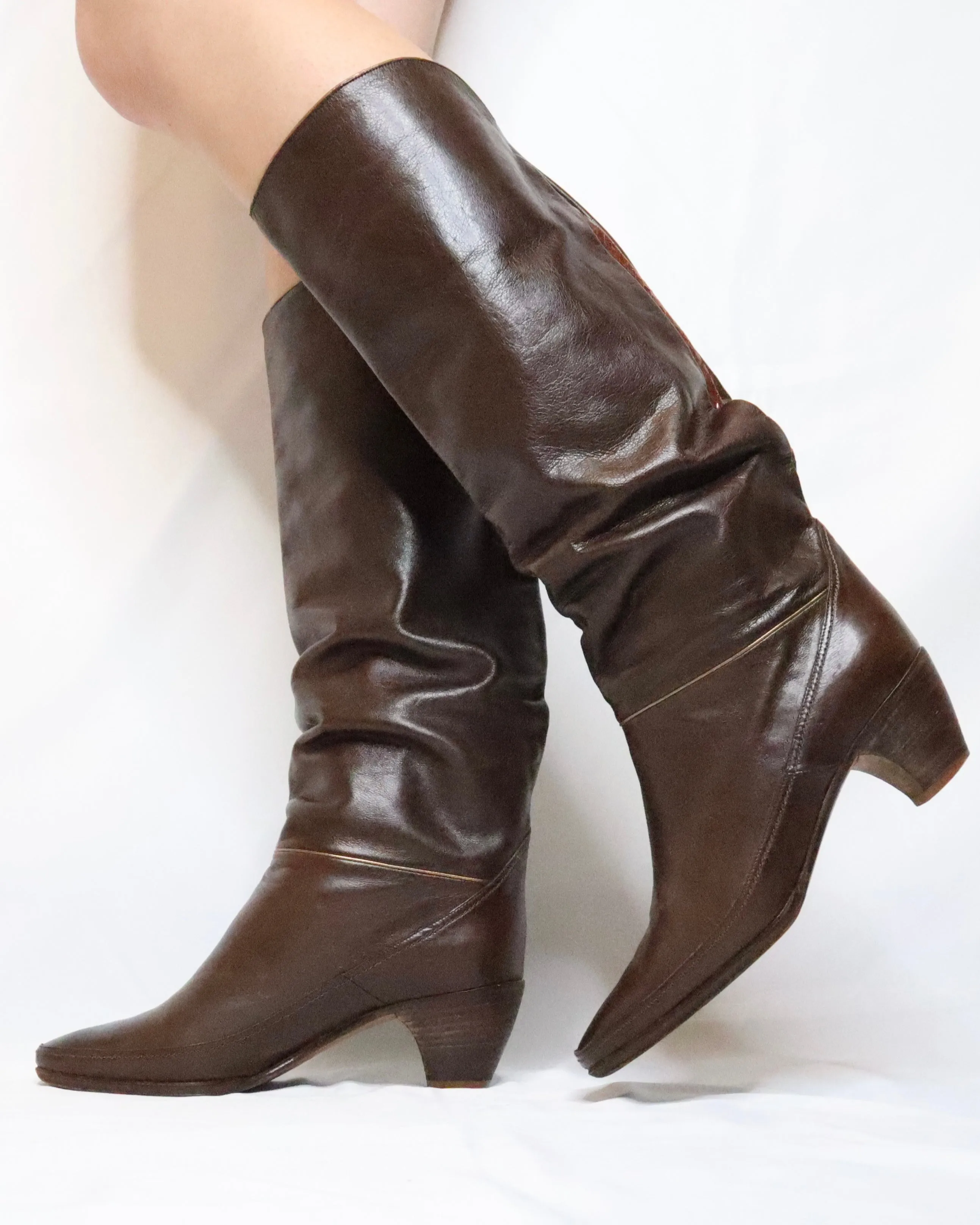 Adidas Primeknit Soccer Shoes Slouchy Leather Riding Boots (6 US/36.5 EU)