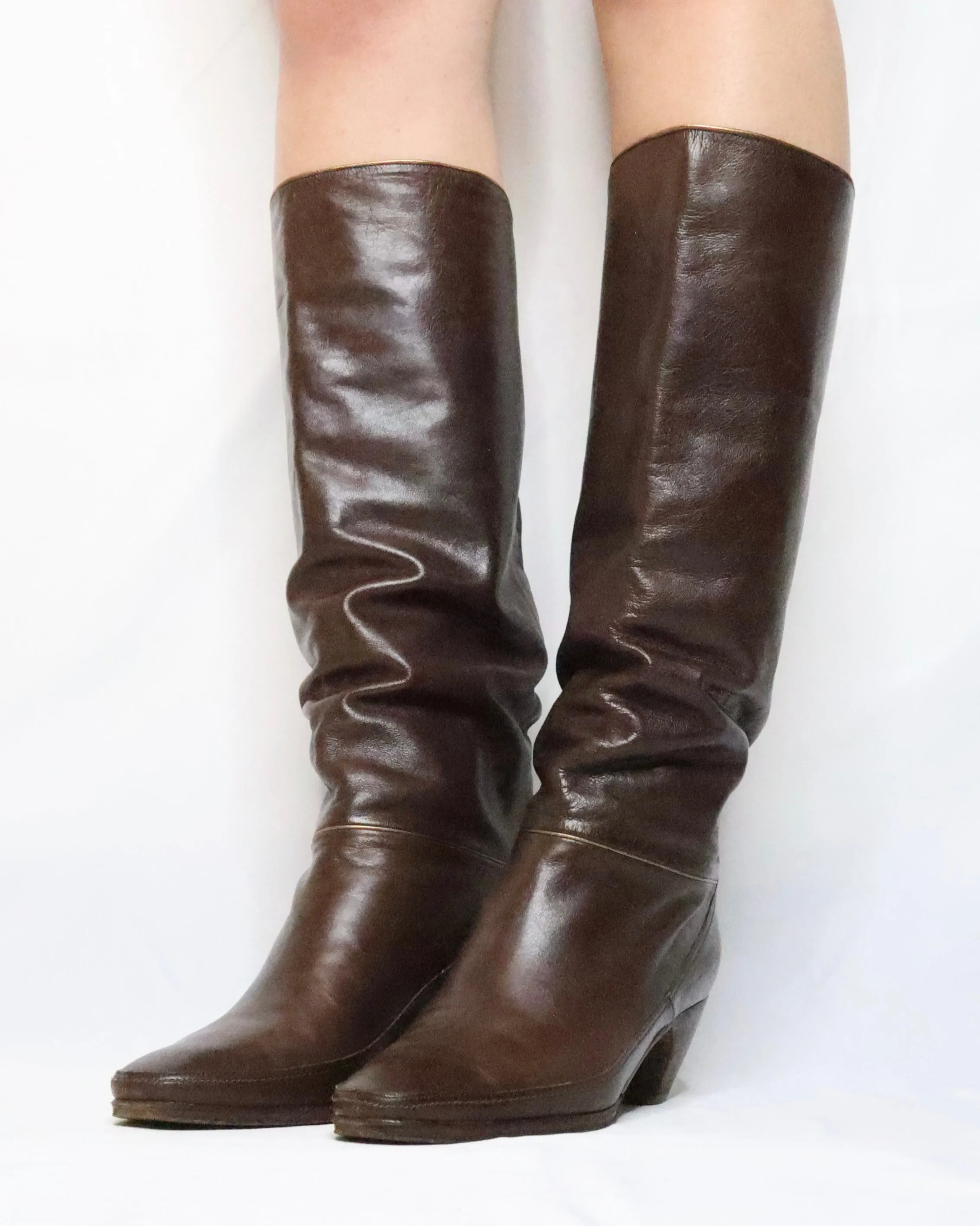 Slouchy Leather Riding Boots (6 US/36.5 EU) Adidas Super Shoes Running