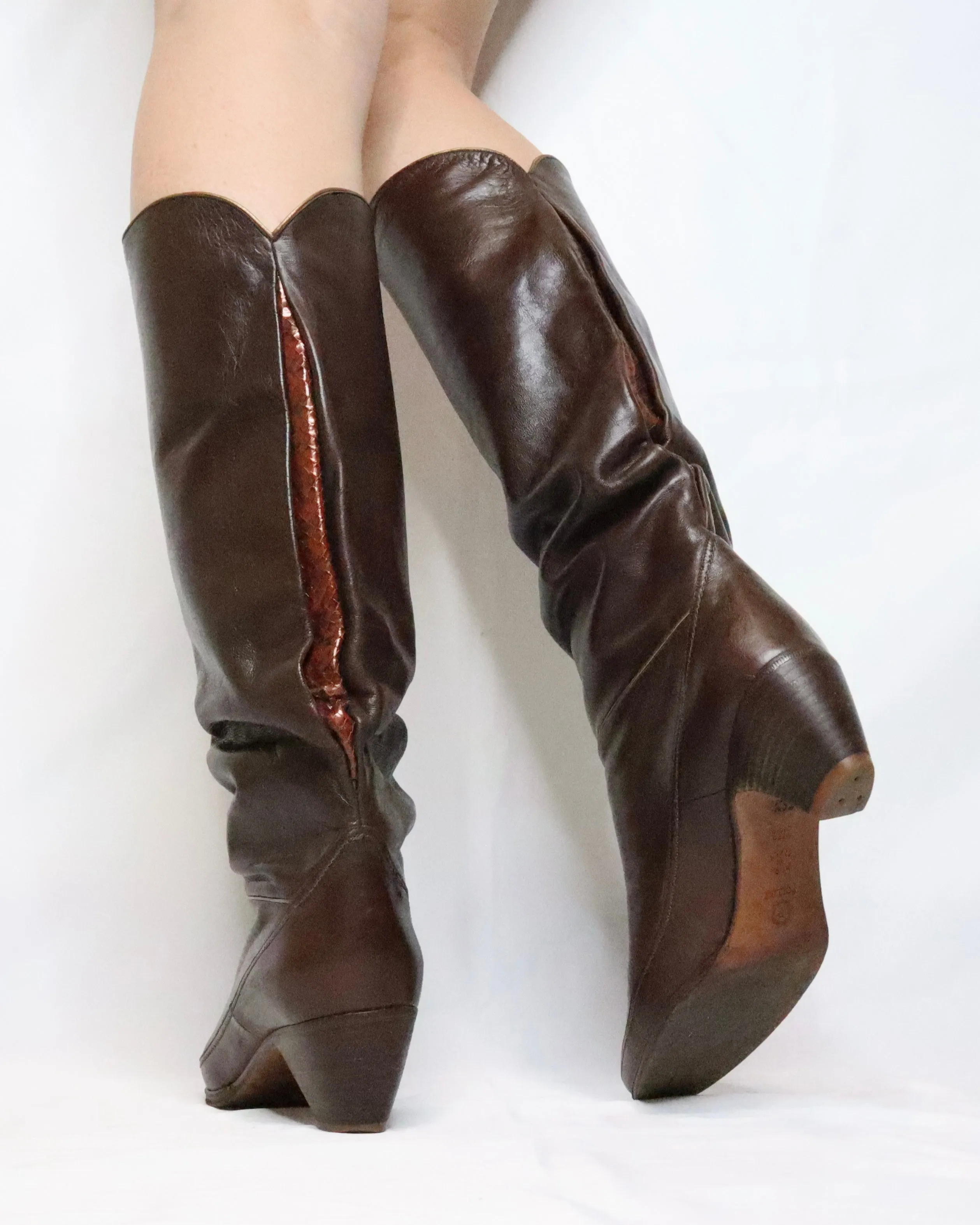 Slouchy Leather Riding Boots (6 US/36.5 EU) Adidas Motor Racing Shoes