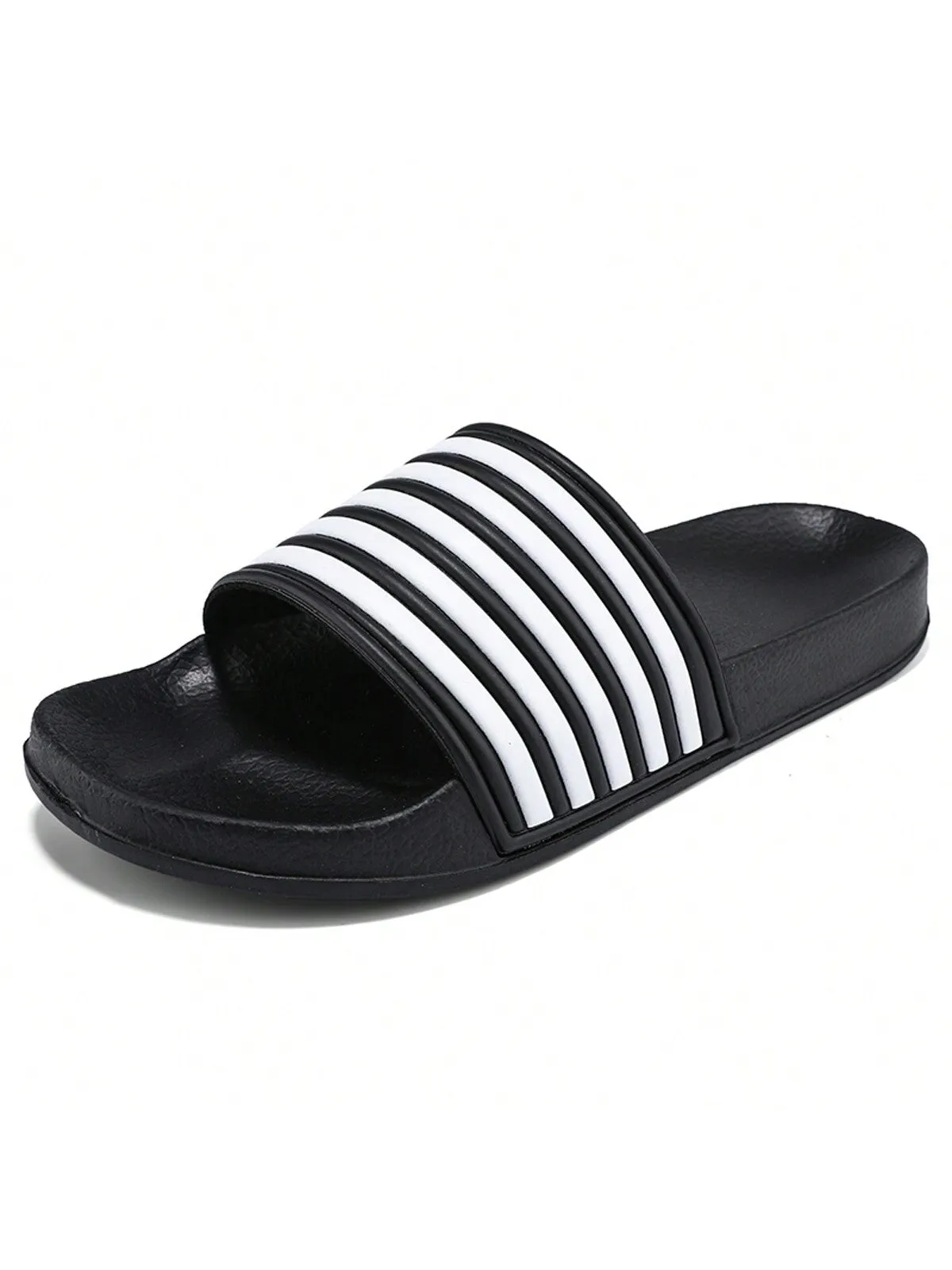 Men's Plus Size Black And White Striped Slippers For Summer, Fashionable Waterproof And Odor-Resistant House Slippers For Indoor And Outdoor Use, Beach Slides Mexico Asics Shoes