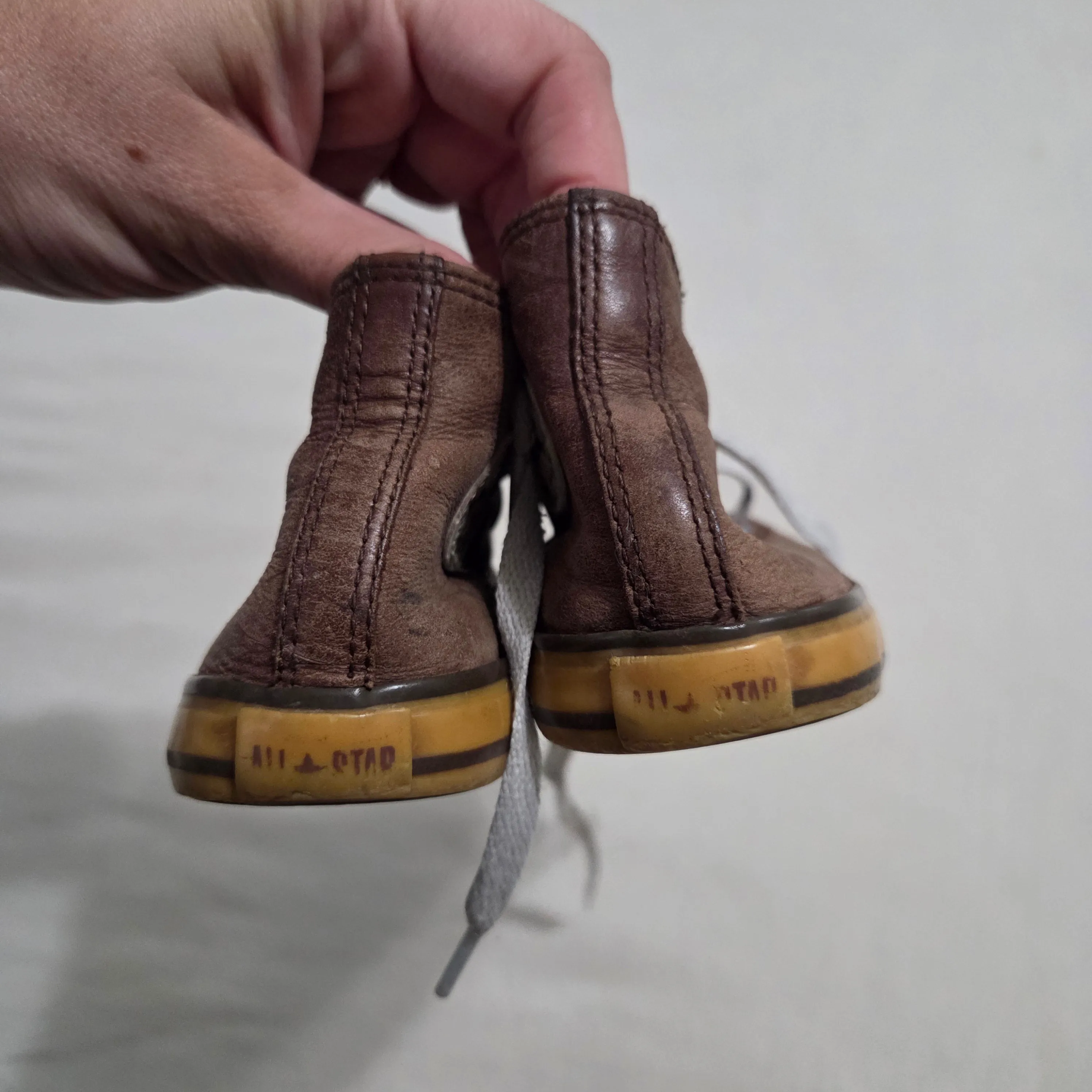 Converse Brown Leather High Tops toddler 10 Asics Chrome Shoes