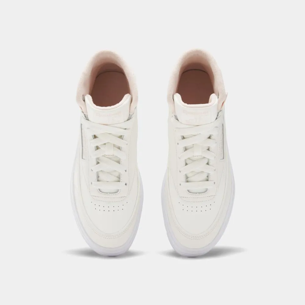 Reebok Footwear Women Club C Geo Mid Women's Shoes CHALK/CHALK/POSSIBLY PNK Asics Running Shoes For High Arches