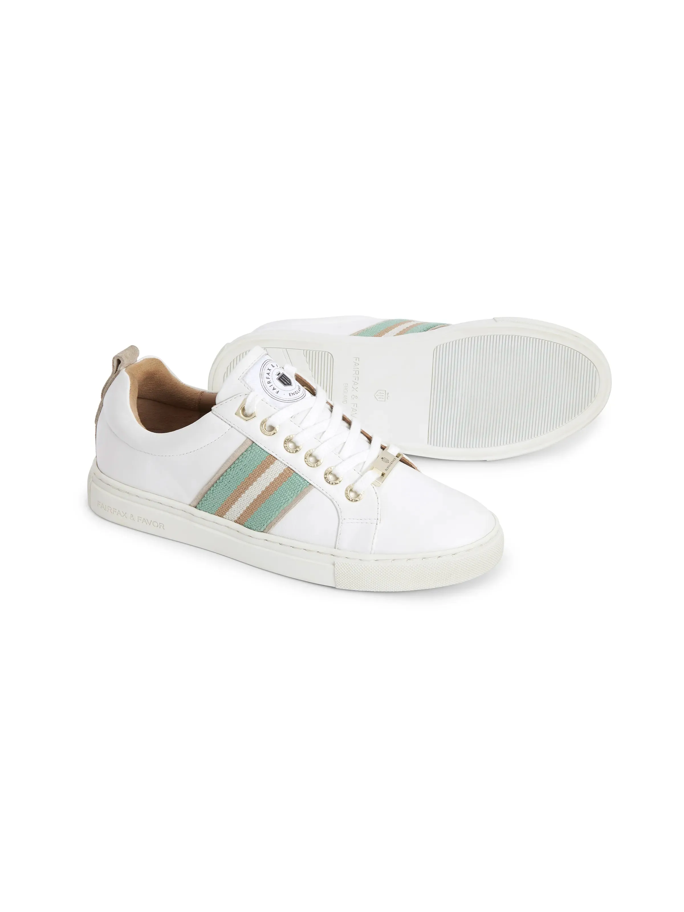 Boston Trainer - White Leather - Mint & Stone Chunky Patent Loafers
