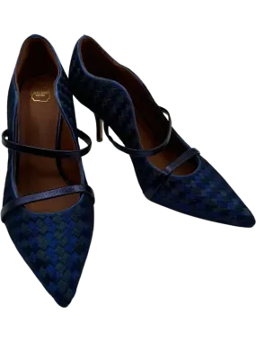 High Heels And Panties Malone Souliers Navy Maureen Bicolor Woven Point-Toe Mules